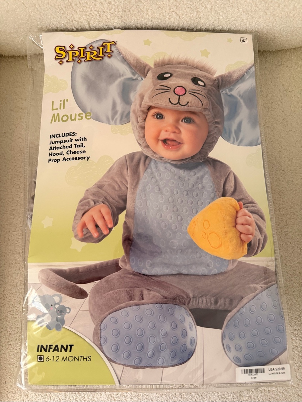 Spirit Lil' Mouse Infant Costume - Gray and Light Blue